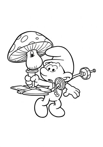 Handy Smurf's Flying Machine: A Coloring Adventure