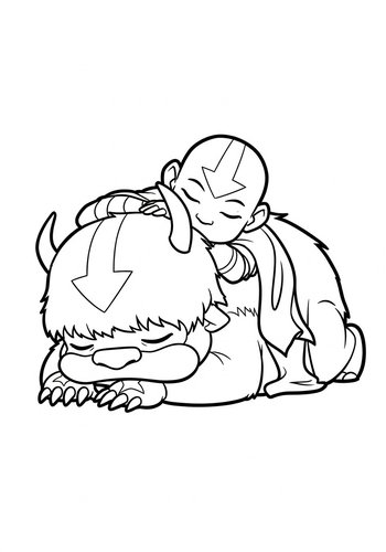 Aang Sleeping On Appa's Furry Back: A Coloring Adventure