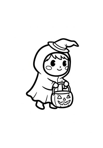 Abu Trick-or-treating Dressed As A Tiny Ghost Coloring Page