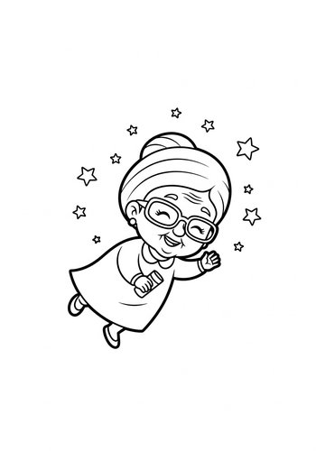 Abuela Alma's Starlit Dream: Coloring Page