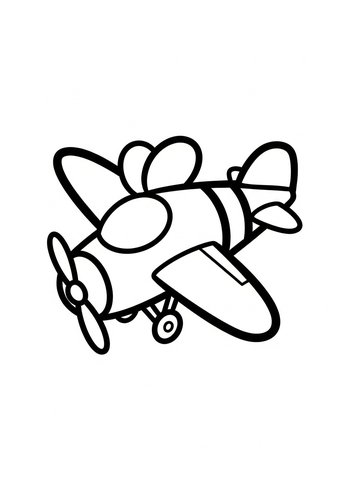Adorable Airplane Coloring Page For Kids