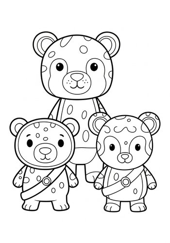 Adorable Bear Family Coloring Page