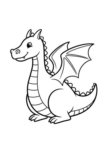 Adorable Dragon Coloring Page For Kids