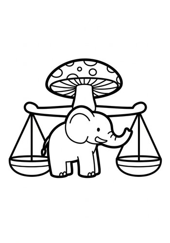 Adorable Elephant Libra Coloring Page