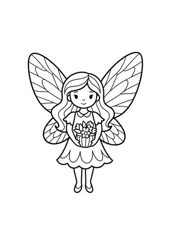 Adorable Flower Fairy Coloring Page