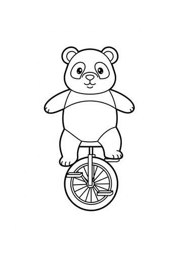 Adorable Panda Riding Unicycle - Coloring Page Fun