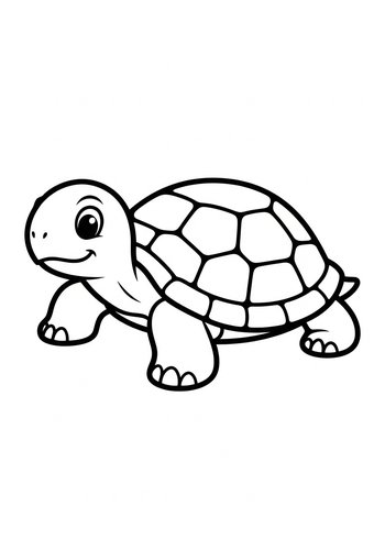 Adorable Turtle Coloring Page For Kids