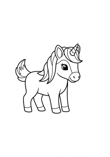 Adorable Unicorn Coloring Page For Kids