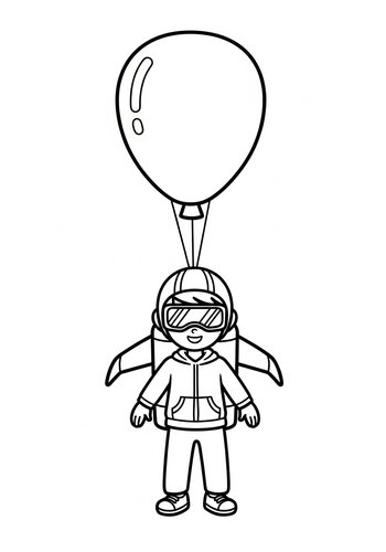 Adventure Boy Coloring Page: Up, Up And Away