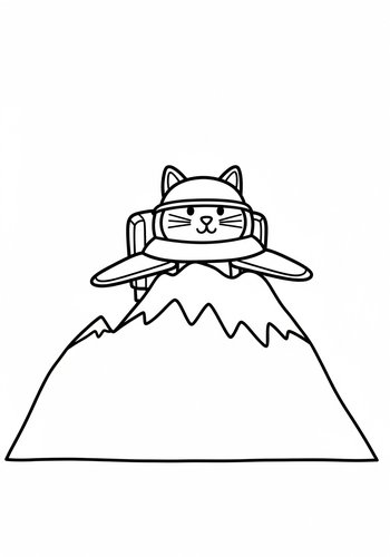 Adventurous Cat Mountain Climber Coloring Page