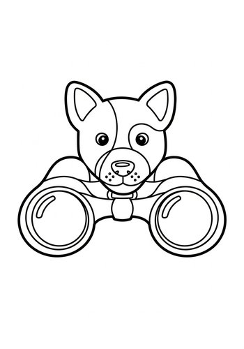 Adventurous Dog With Binoculars Coloring Page
