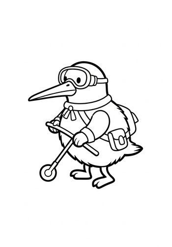 Adventurous Kiwi On Scooter Coloring Page