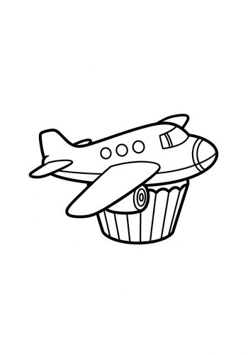 Airplane Cupcake Coloring Page Fun