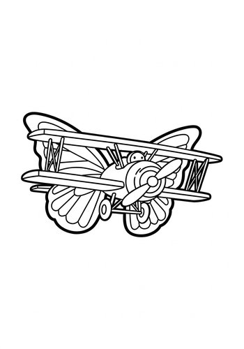 Airplane With Butterfly Wings Coloring Page