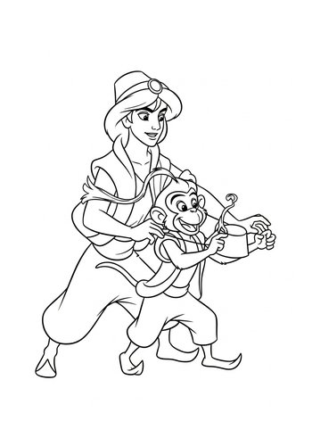 Coloring Page: Aladdin And Monkey Coloring Page: Catch That Fez