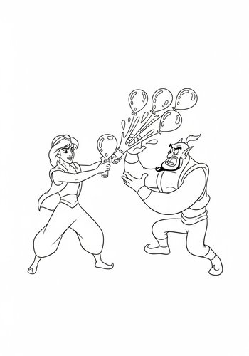 Aladdin's Magical Water Fight: Color The Fun