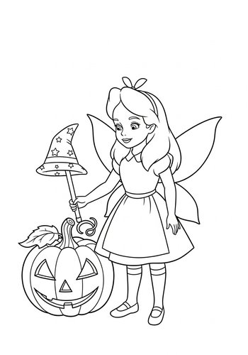 Alice As Fairy Casting Spell Coloring Page