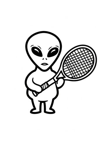 Alien Ace: Tennis Star Coloring Page