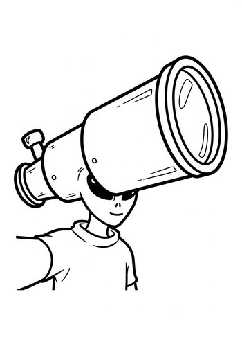 Alien Astronomer Coloring Page