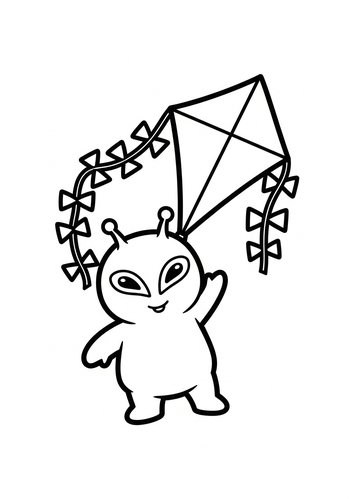Alien Fun: Kite Coloring Page