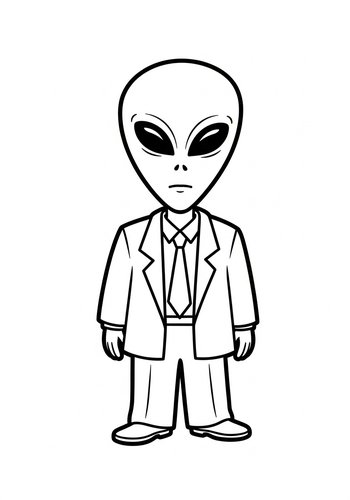 Alien In A Suit Coloring Page