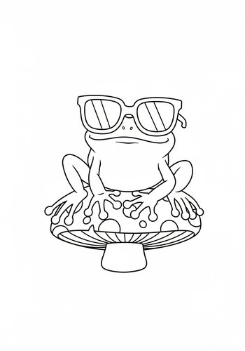 Amphibia Wearing Oversized Sunglasses And Relaxing On A Mushroom Coloring Page