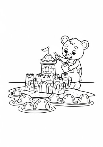 And Louie Building A Sandcastle Coloring Page