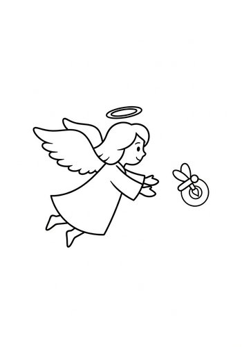 Angel With Gift - Coloring Page Fun