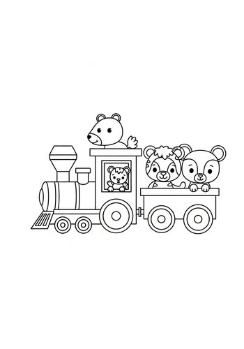 Animal Train Adventure Coloring Page