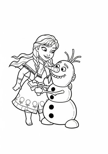 Anna Building A Snowman That Comes To Life Coloring Page