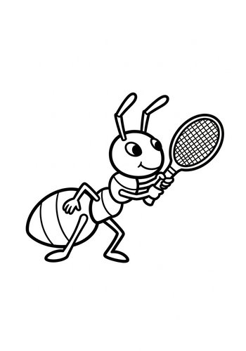 Ant Ace: Tennis Bug Coloring Page Fun