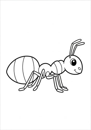 Ant Coloring Page: Happy Insect For Kids
