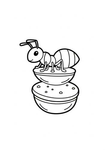 Ant Coloring Page: Sweet Treat Adventure