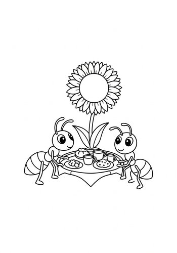 Ant Tea Party Coloring Page