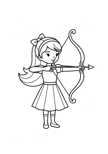 Archer Girl Coloring Page