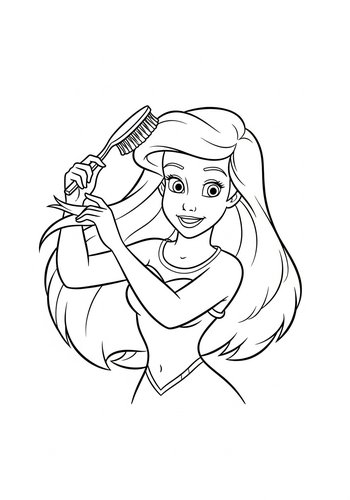Ariel Brushing Her Hair Coloring Page: Dive Into Beauty