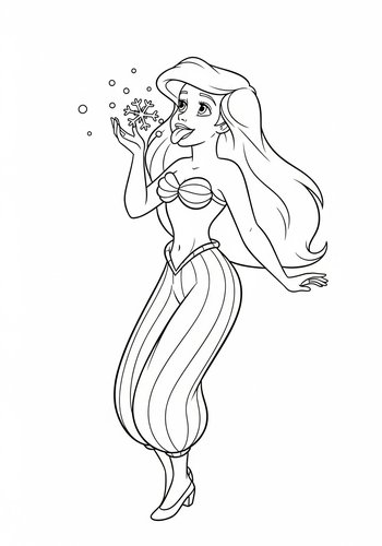 Ariel Catching Snowflakes On Her Tongue Coloring Page