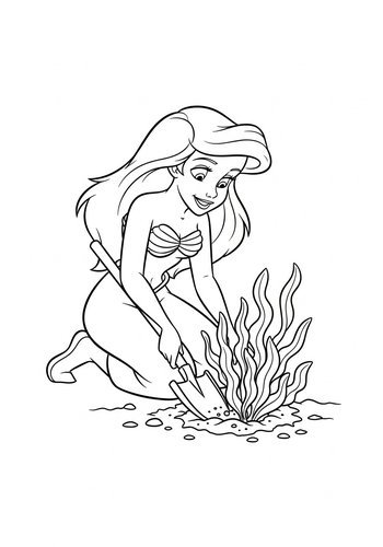 Ariel Gardening: A Colorful Seaweed Patch Coloring Page