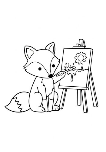 Artistic Fox Coloring Page