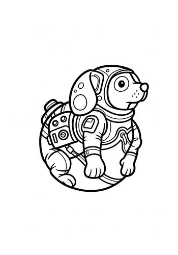 Astronaut Dog Coloring Page