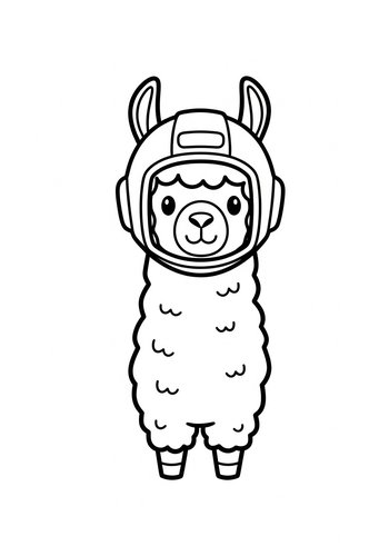 Astronaut Llama Coloring Page: Galactic Adventure