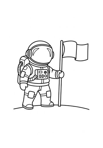 Astronaut On The Moon Coloring Page