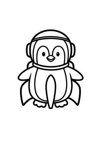Astronaut Penguin Coloring Page For Kids