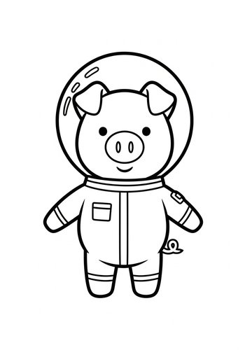 Astronaut Pig Coloring Page