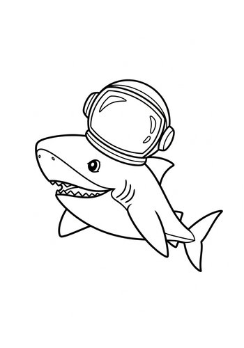Astronaut Shark Coloring Page