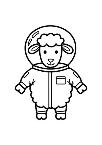Astronaut Sheep Coloring Page