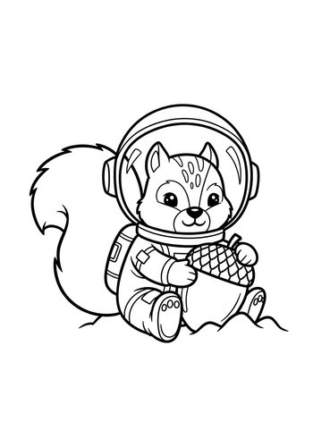 Astronaut Squirrel Coloring Page