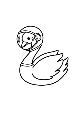 Astronaut Swan Coloring Page: Galactic Adventures