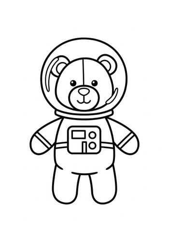 Astronaut Teddy Bear Coloring Page
