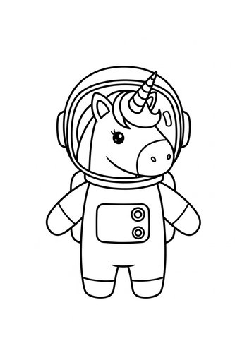 Coloring Page: Astronaut Unicorn Coloring Page: Galactic Fun